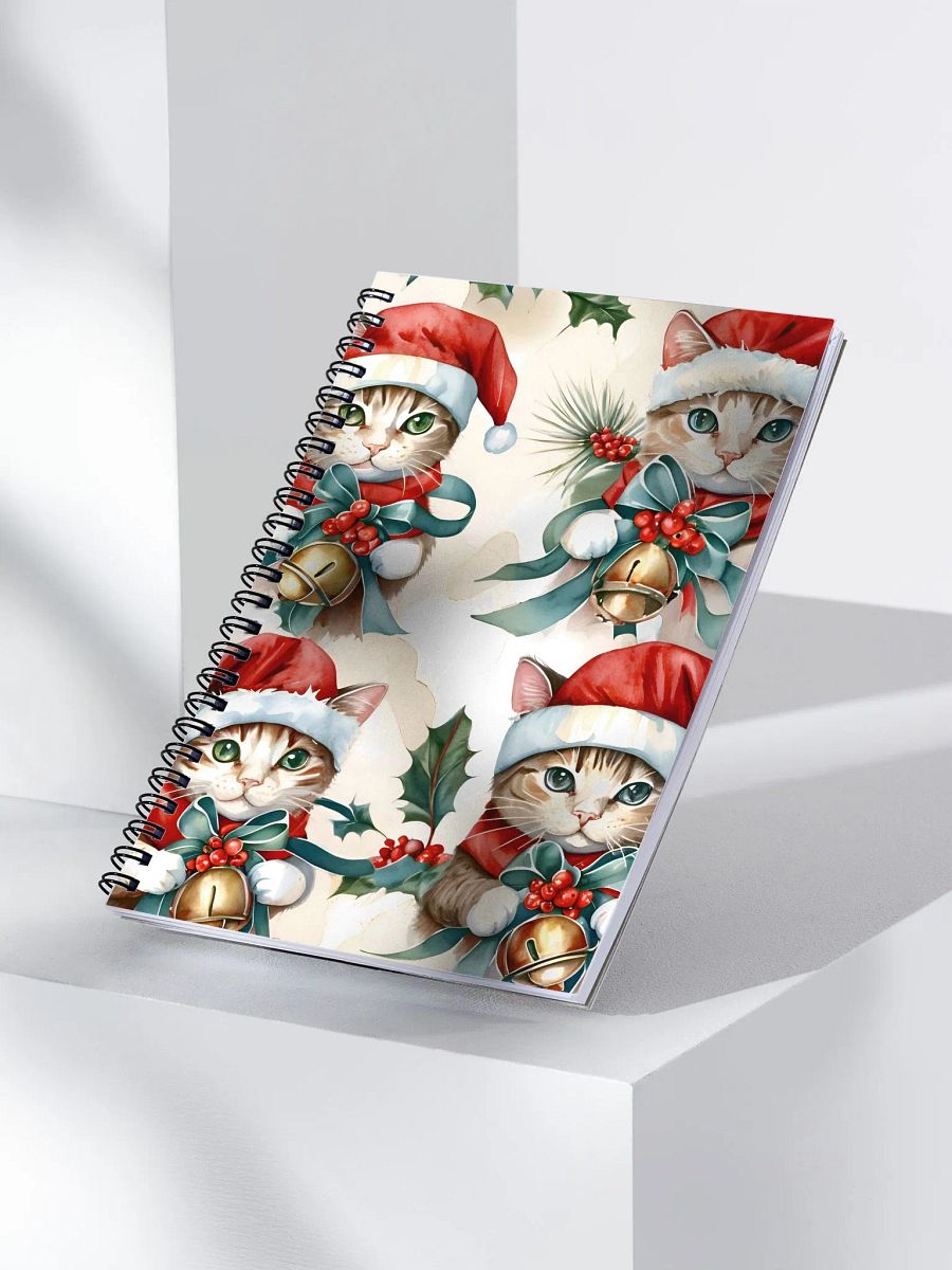 Festive Cats in Santa Hats Holiday Spiral Notebook product image (3)