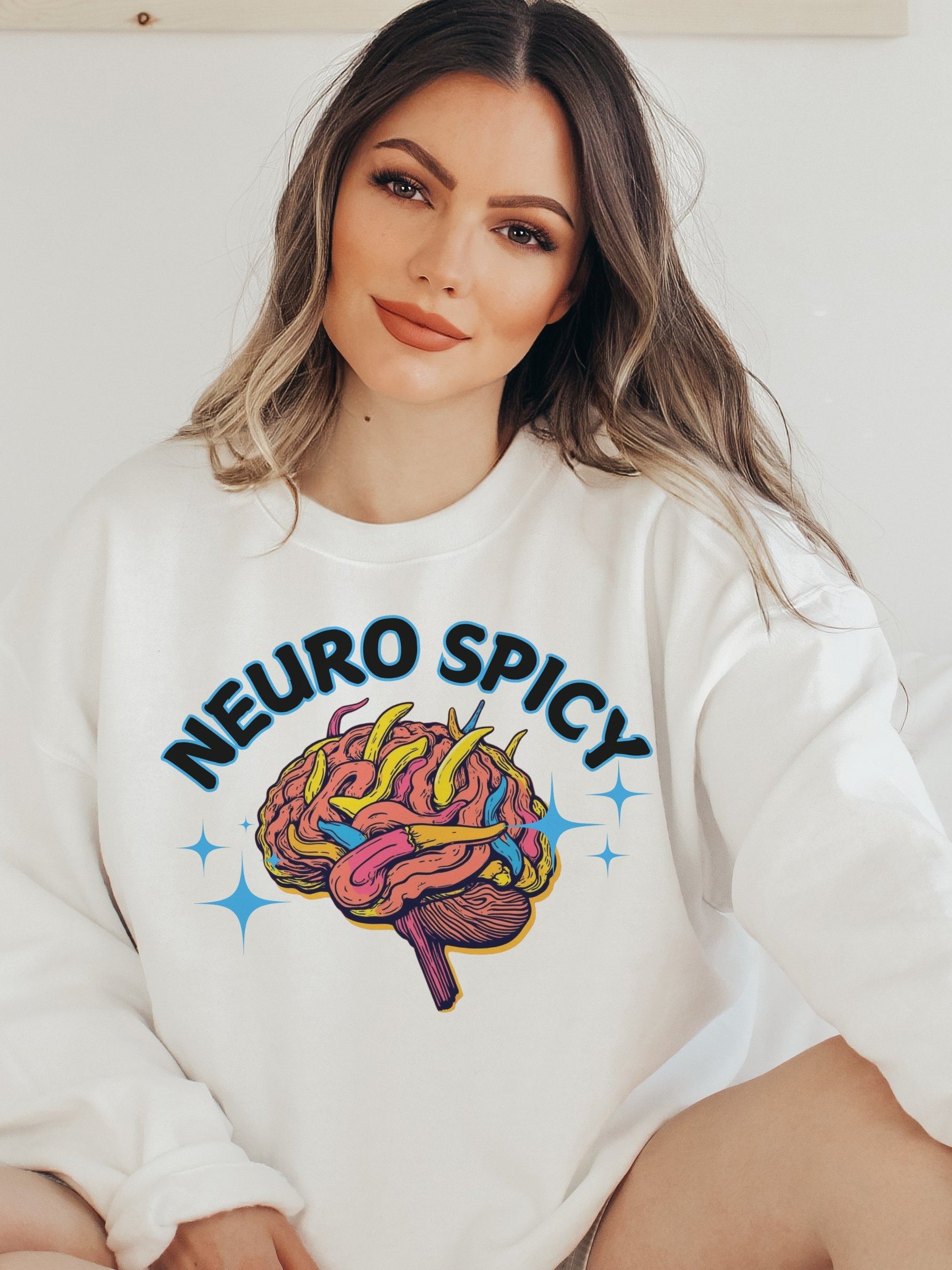 Neuro Spicy Chili Pepper Brain Neurodiverse ADHD Autism Sweatshirt product image (1)