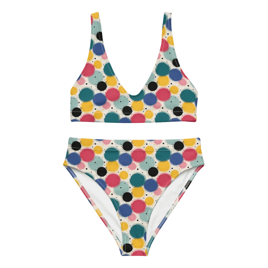 Color Pop High-Waisted Bikini – Retro Dots, Flattering Fit product image (1)