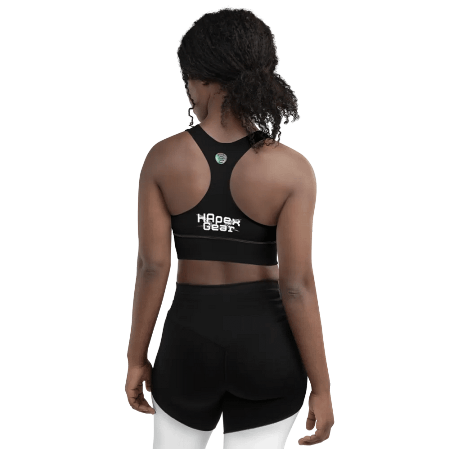 White HApex Gear White Logo Cancer Awareness Orange Ribbon. Black Longline Sports Bra product image (5)