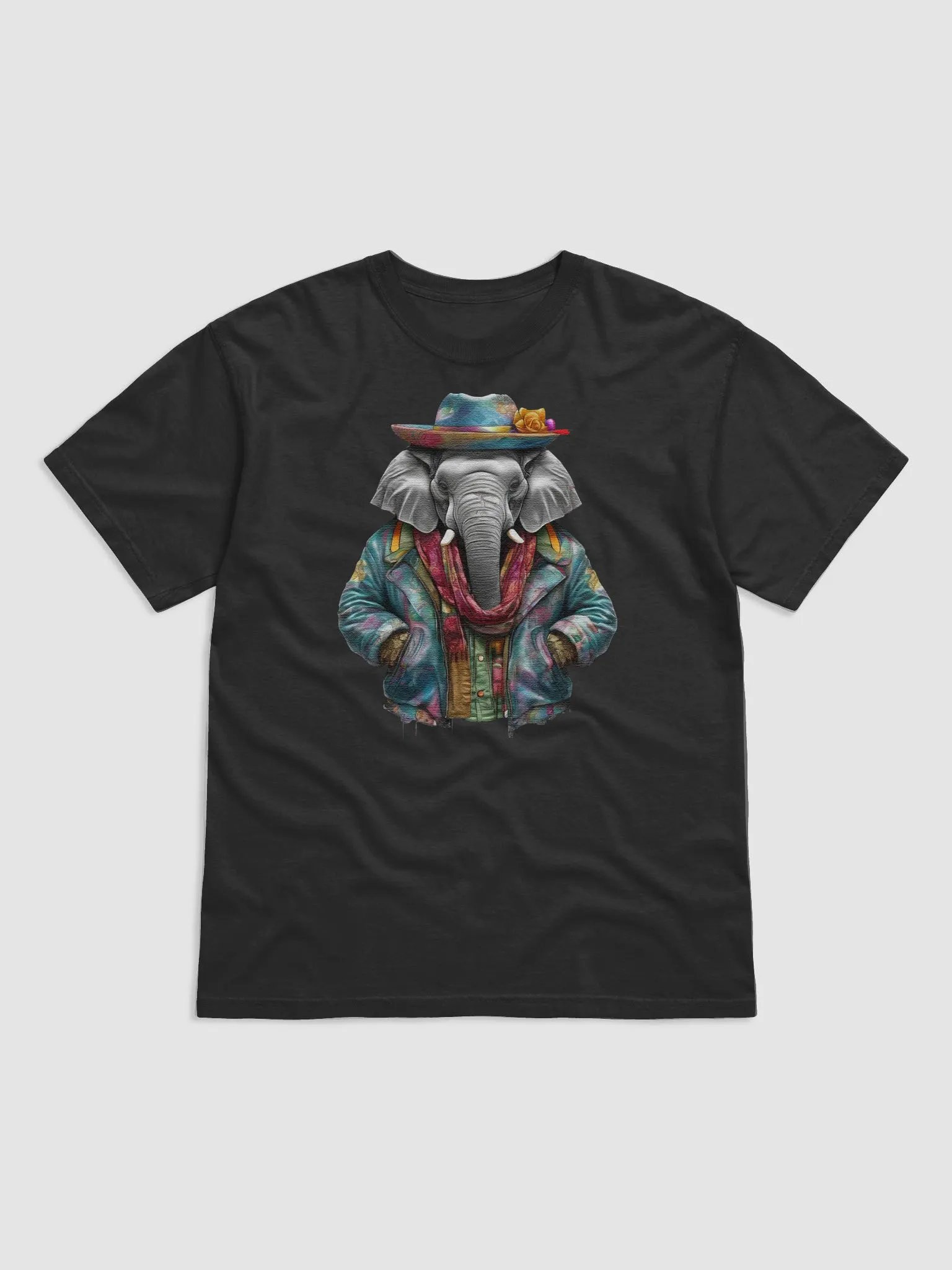 Elephant wearing a jackets hat and a scarf product image (1)