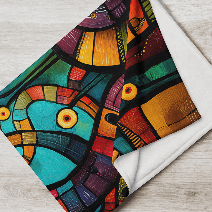 Surreal Organic Abstract Art Throw Blanket | Bioluminescent Alien Flora Design | Vibrant Painterly Cozy Home Décor Accent product image (2)