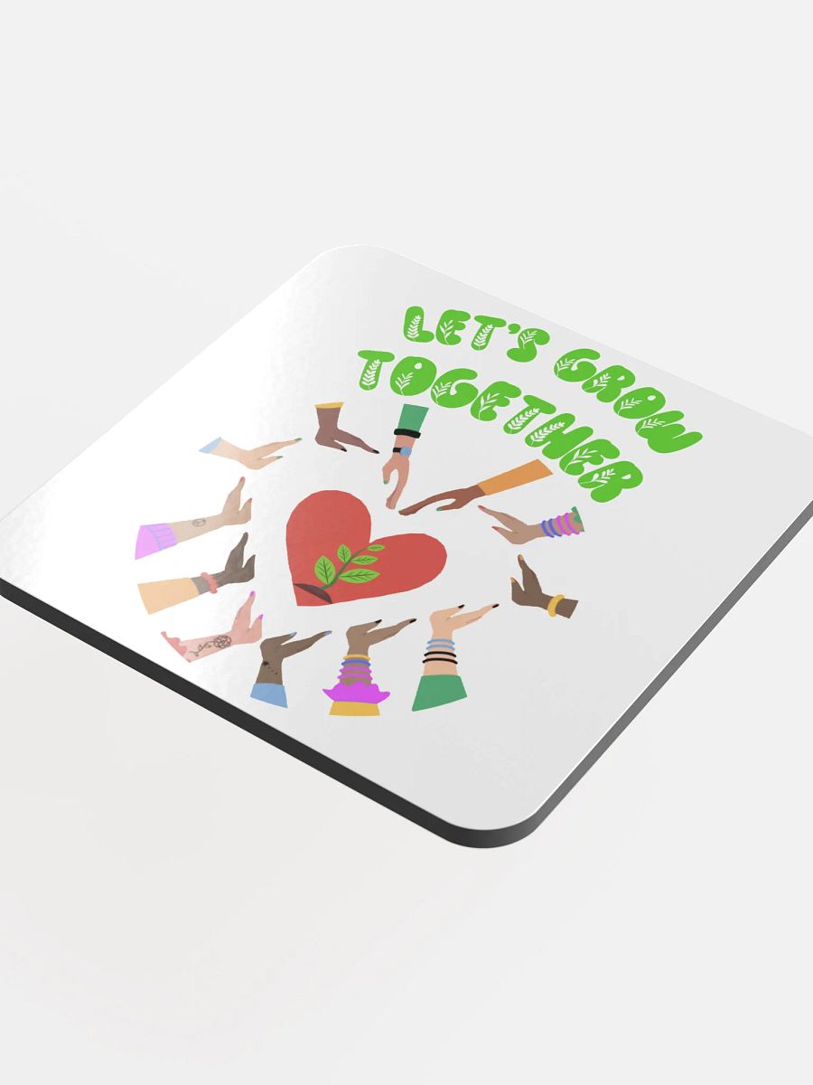 Let's Grow Together Glossed Cork Coaster product image (4)