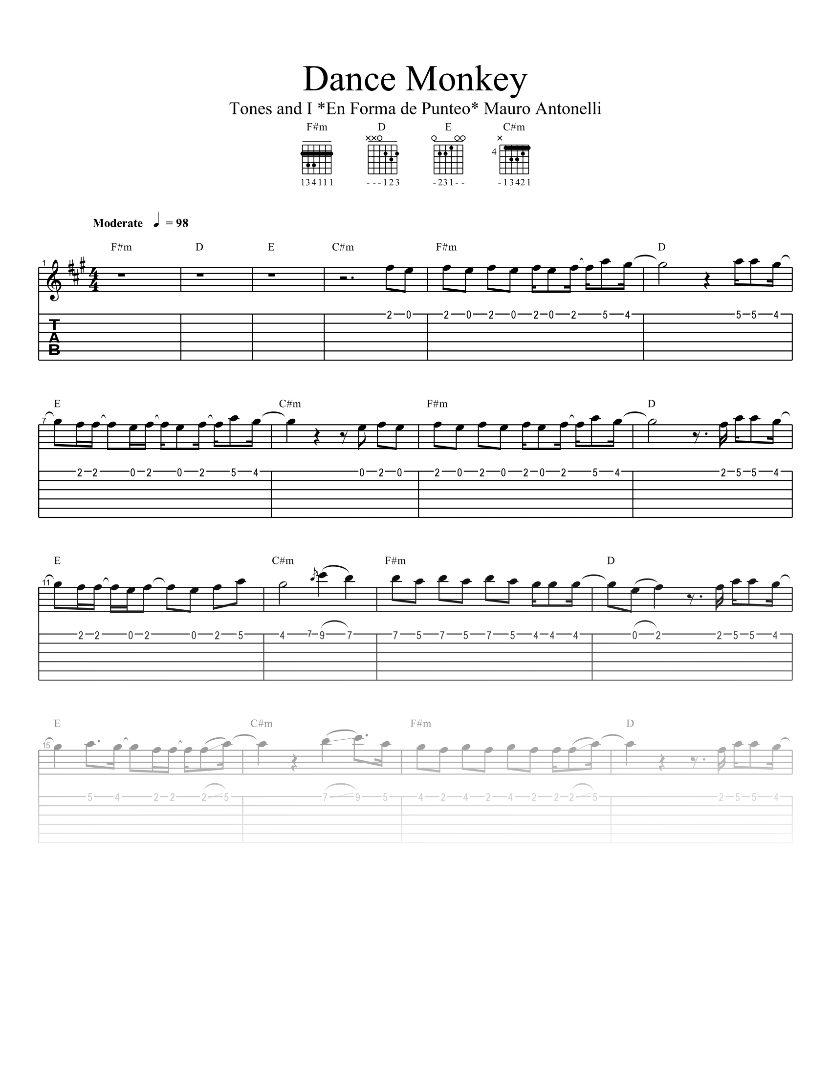 Dance monkey - Partitura + Tabs + Acordes product image (1)