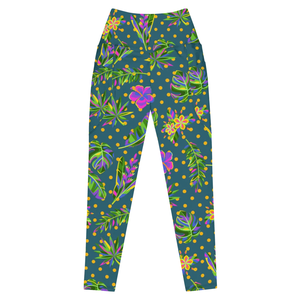 Green All-Over Print Leggings with Pockets product image (3)