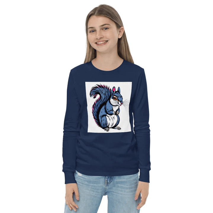 Blue Whiskered Squirrel Youth Long Sleeve T-Shirt product image (2)
