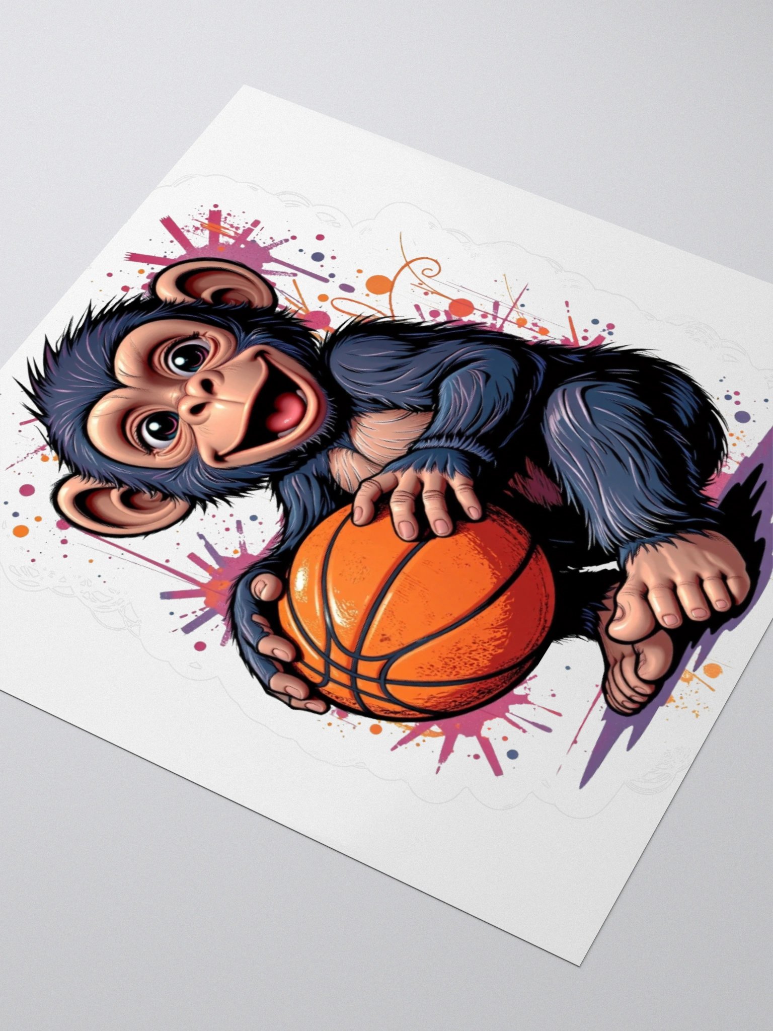 Playful Monkey Basketball Kiss Cut Stickers product image (8)