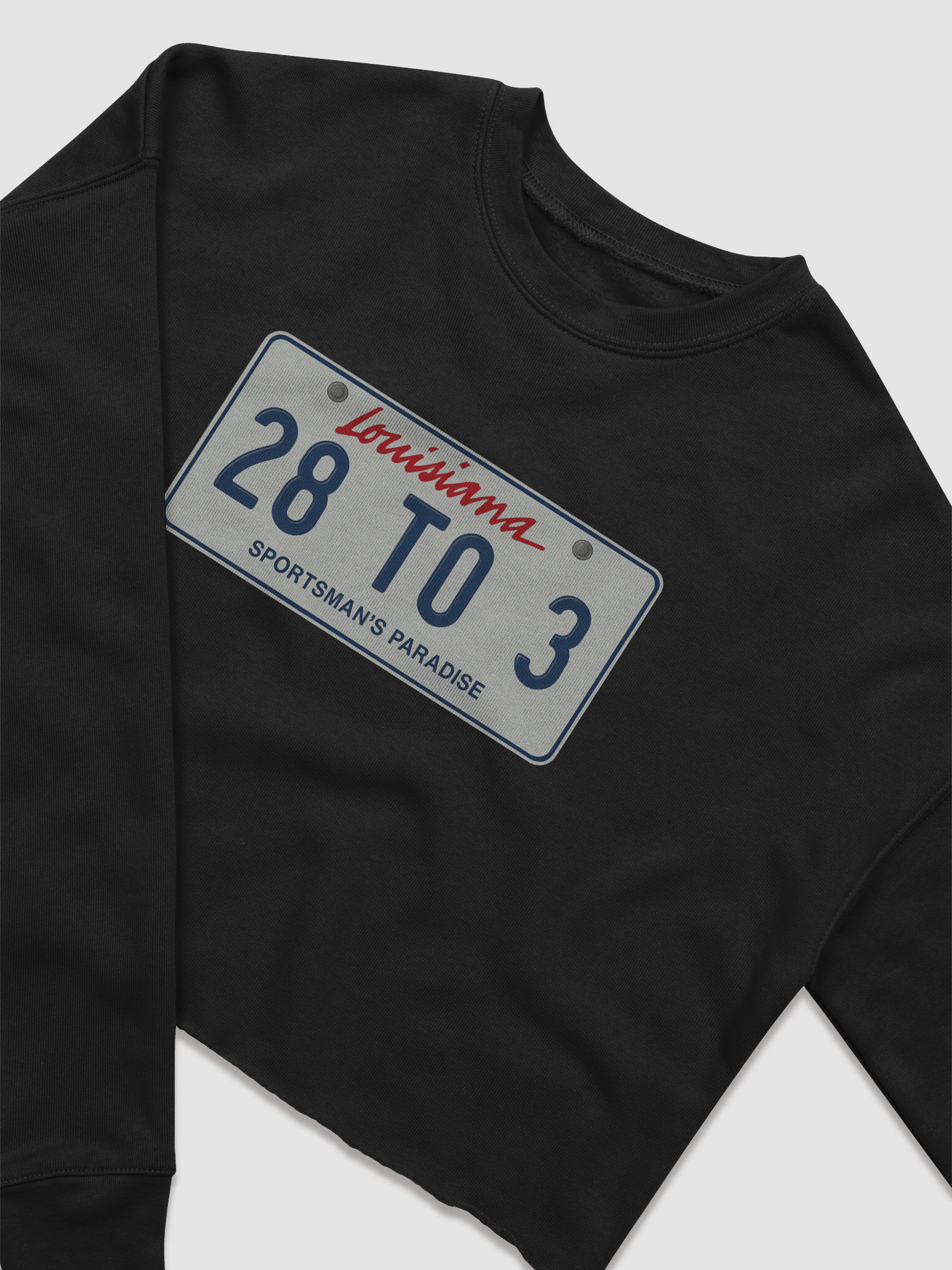 The 28 to 3 Podcast "Louisiana License Plate" Fleece Crop Sweatshirt product image (27)