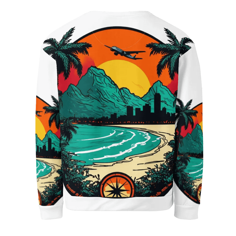 All-Over Print Recycled Unisex Sweatshirt | AI-Designed Pullover: Stylish Travel Views for Adventurers product image (12)