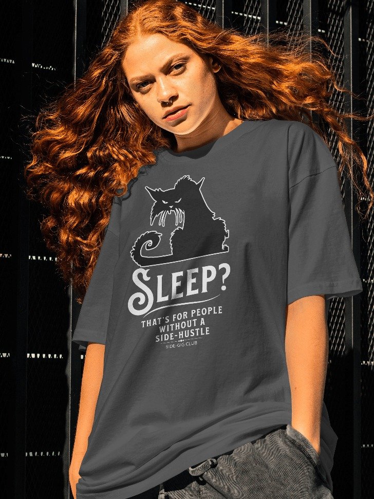 Sleepless Grind: Hustler Cat Oversized Tee product image (2)
