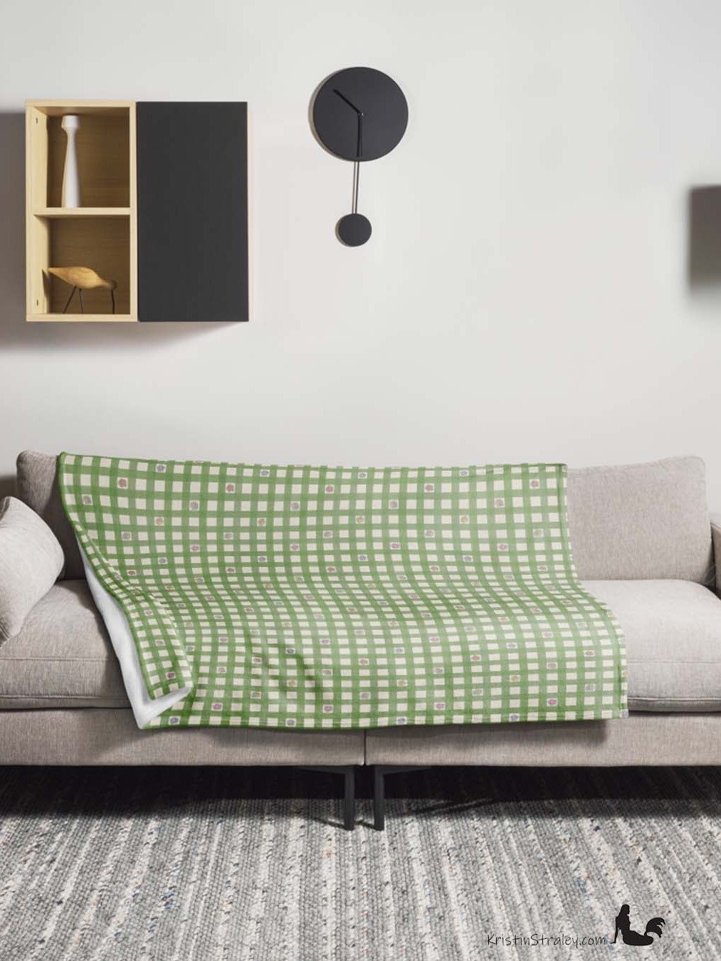 Flowers in Gingham Fleece Throw Blanket product image (10)
