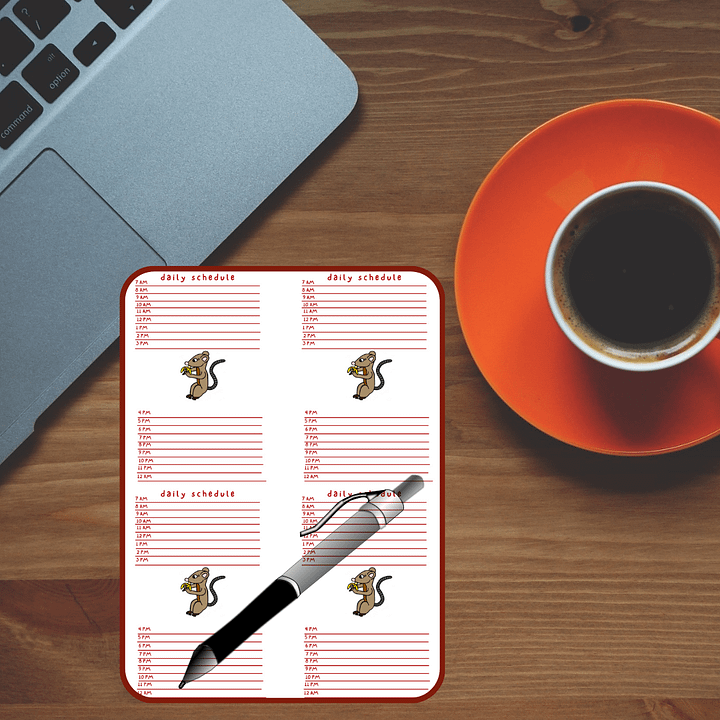 Rat Eating a Banana Daily Schedule Printable Page-4 to a Sheet product image (1)