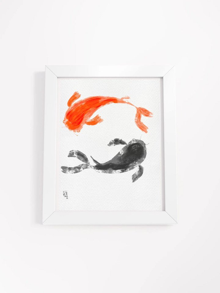 Swimming Koi - Digital Ink Watercolor Framed Print product image (1)