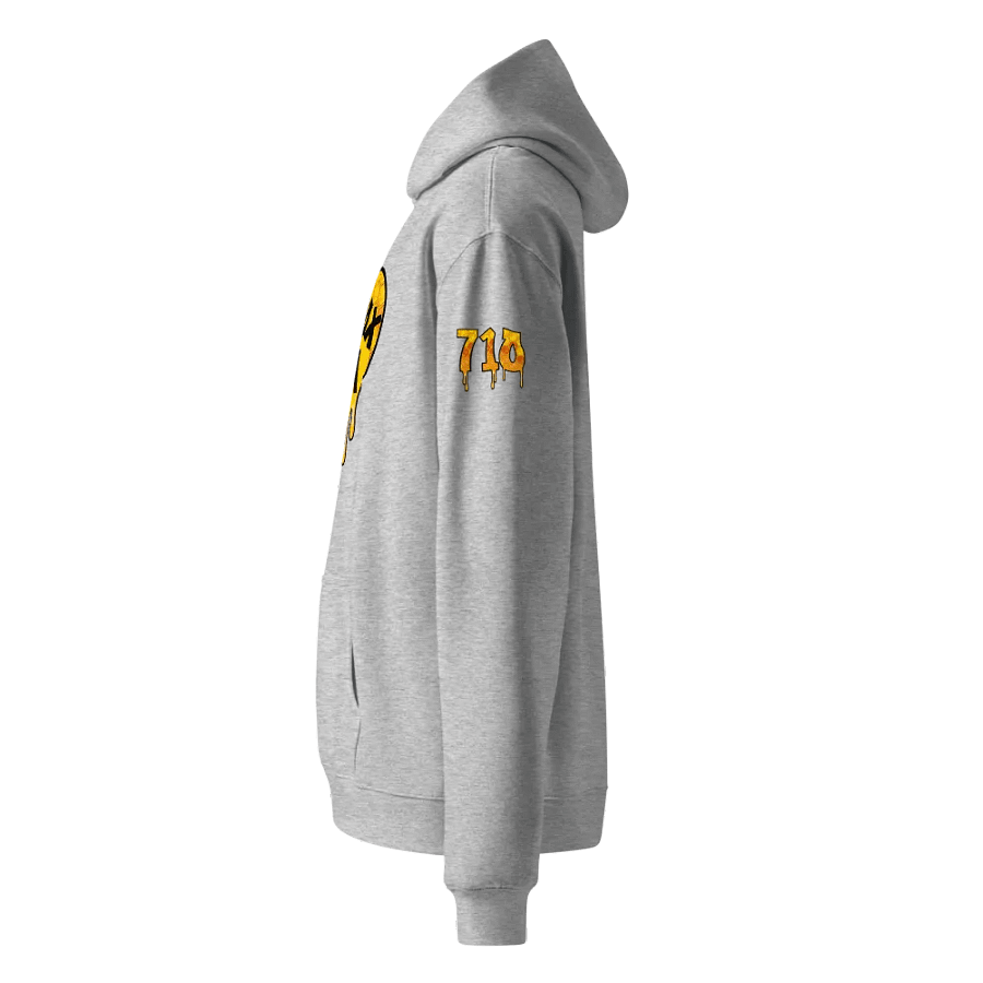 UNISEX HOT BOX FAM GOLD LOGO WITH JFLOW 710 EMOTE ON SLEEVE HOODIE product image (48)