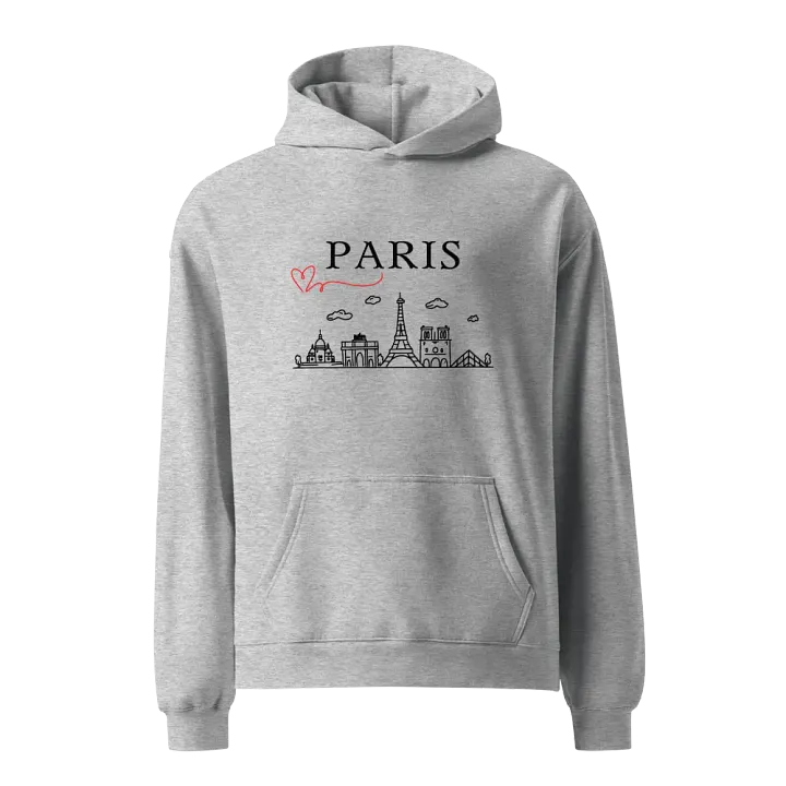 Love Paris with Monuments Unisex Oversized Hoodie | Black Ink product image (1)
