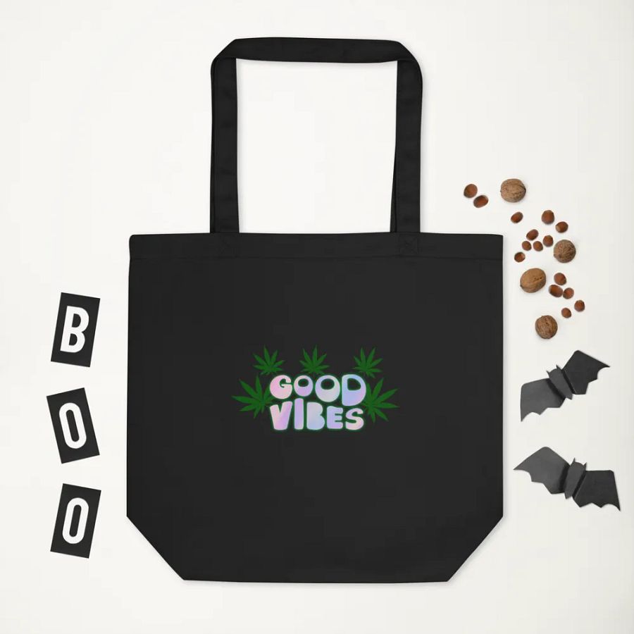 Good Vibes Cannabis Leaves Tote Bag product image (6)