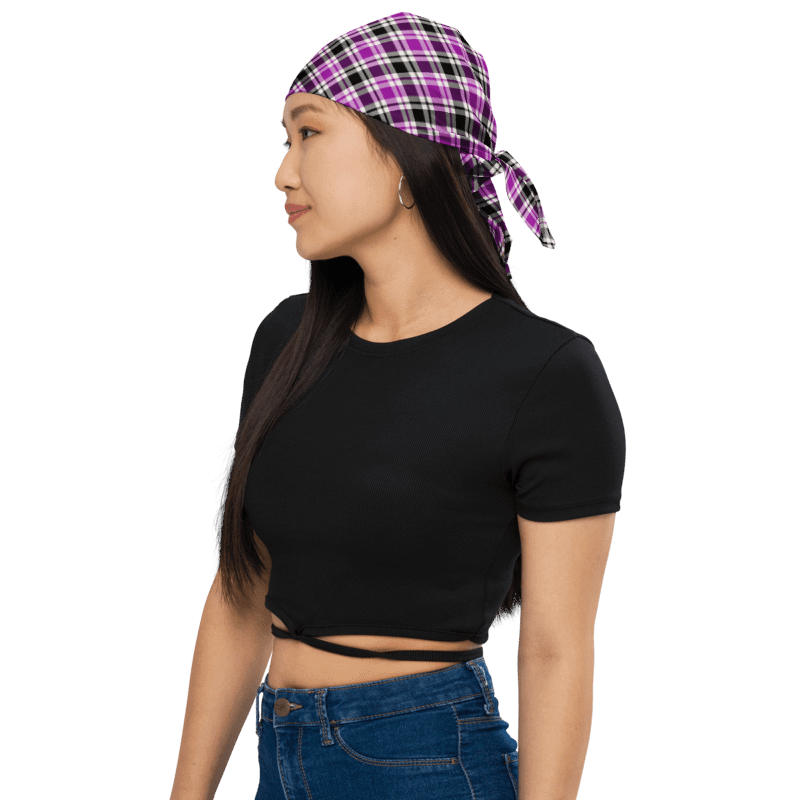 Purple, Black, and White Plaid Bandana product image (1)
