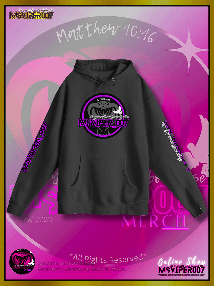 Hoodie - "MsViper_007™ Brand Classic" [purple/blk emblem] - Streetwear/Active Hoodie By Anna H. product image (1)