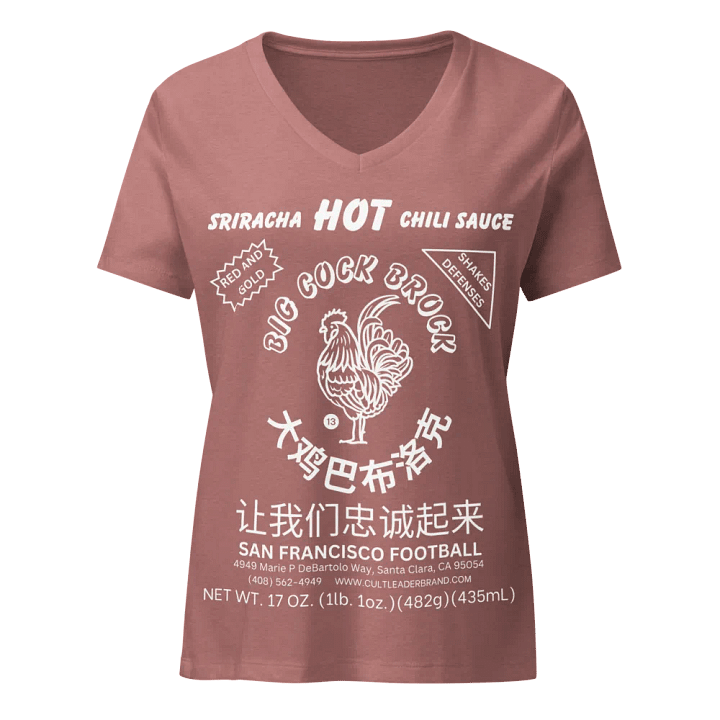 San Francisco Football Sriracha Chili Sauce Label Emblem Women's Relaxed V-Neck Tee Shirt product image (1)