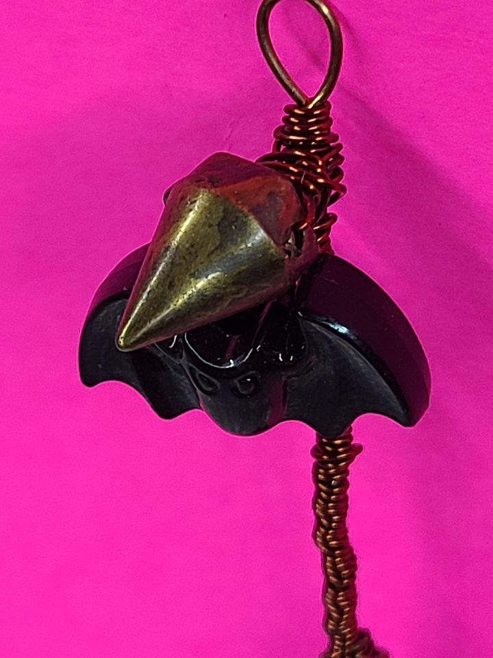 Hard Kandi Bat Handmade Bubble Wand - wire wrapped pendant product image (2)