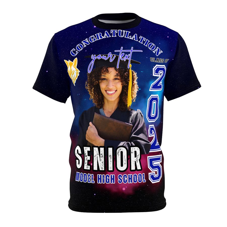 Graduation Shirt Template 2025 | Editable Senior Sublimation Design | All Over High School Graduate Tee PNG | Digital Download product image (6)