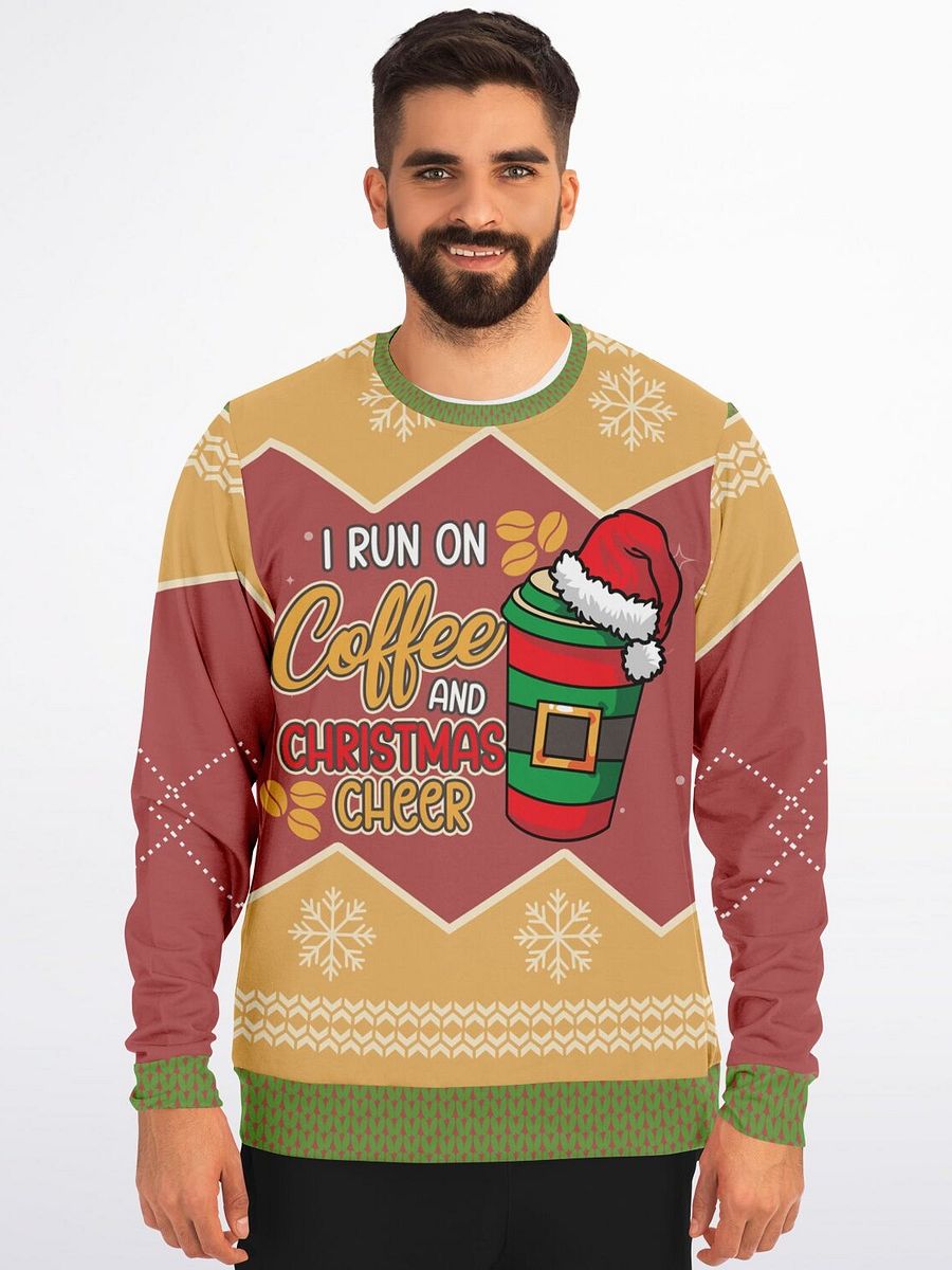 Coffee Lover Christmas Sweatshirt "I Run on Coffee and Christmas Cheer" | Cute Holiday Sweater for Coffee Addicts | Cozy Winter Gift product image (1)