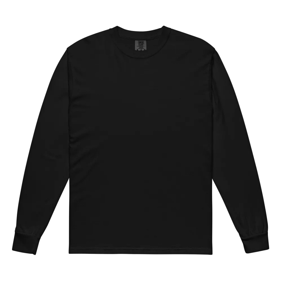 Unisex Garment-Dyed Heavyweight Long Sleeve Shirt - Black HApex Gear White Logo product image (5)