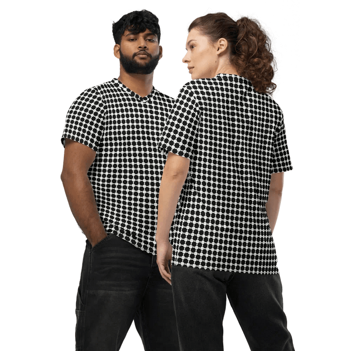 Abstract Black and White Chain Unisex V Neck Sports Jersey product image (2)