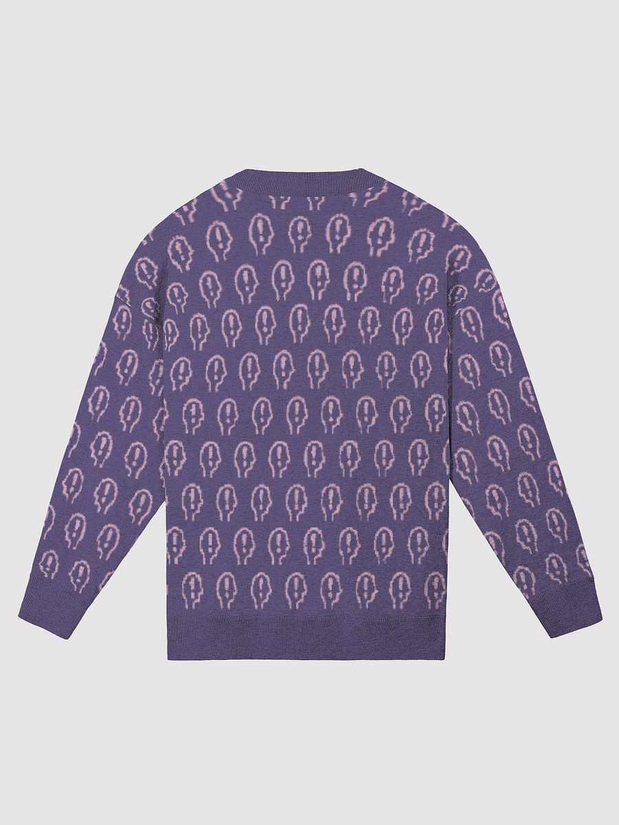 EXCLAIMING MENTALLY (repeating design, duotone purple) relaxed knitwear crewneck product image (6)