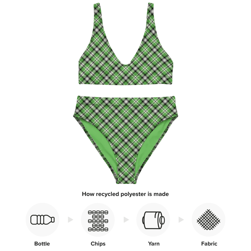 Bright Green, Black, and Gray Plaid Bikini product image (10)