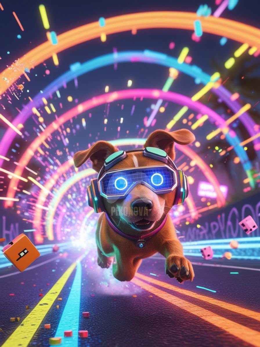 Pixel Party Parade – Track 8: Rainbow Run Riot (Dog Mascot Edition) | 896x1344 px | 4 Variations | PNG + PDF product image (2)