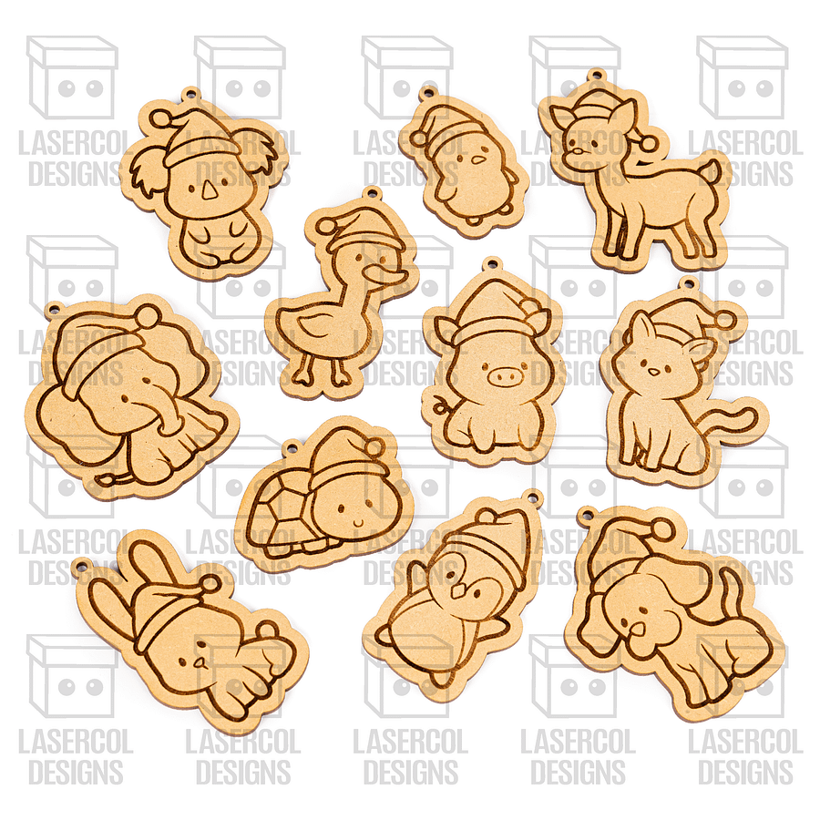 Cute Animals Christmas Ornaments - Laser Cut Files product image (3)