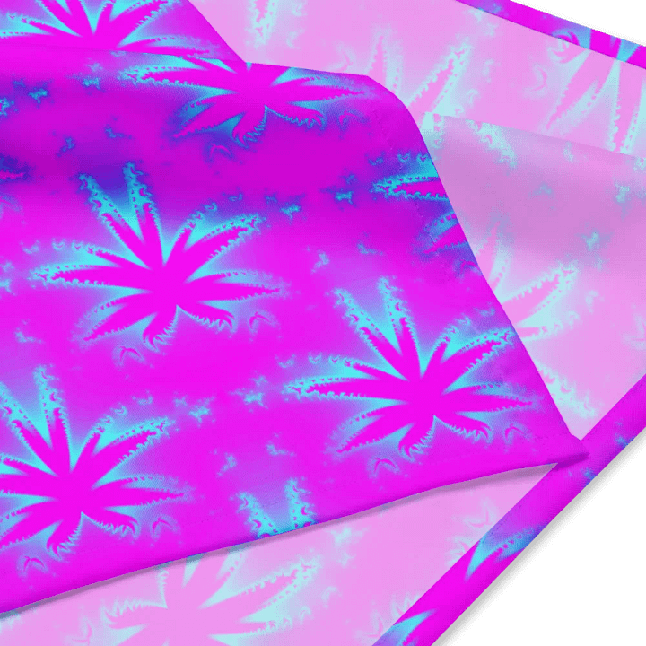 Pink Blue Pot Leaf Pattern Bandana, Cannabis Stoner Fashion Accessory product image (2)