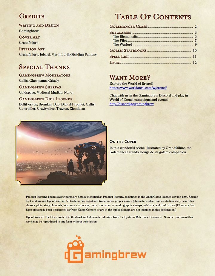 Golemancer 5E Class (PDF) product image (2)