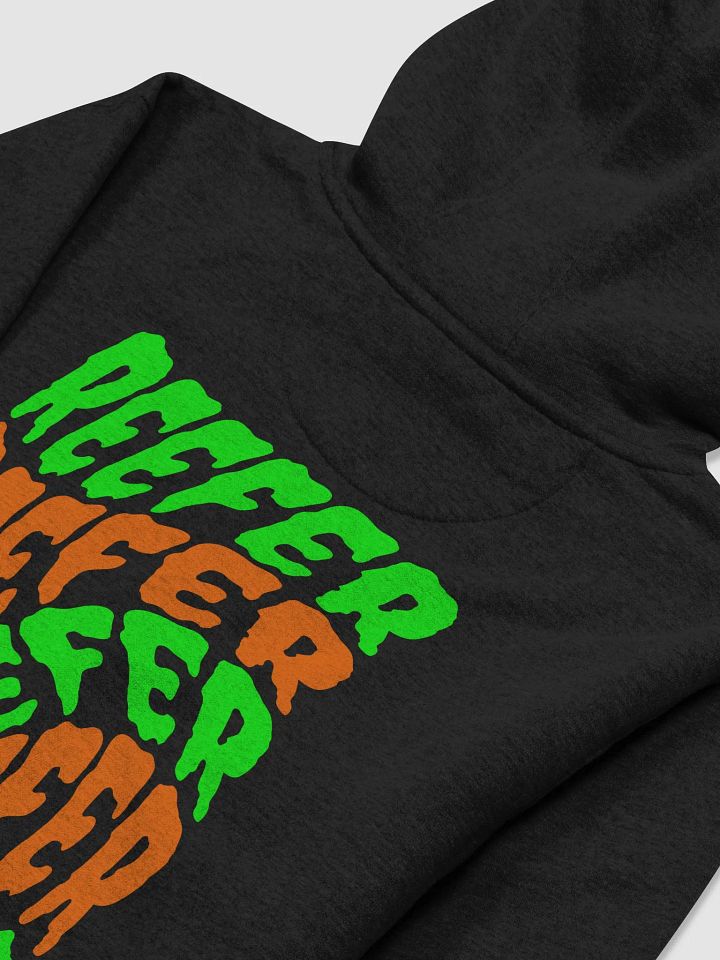 Orange Green Reefer Black Unisex Hoodie, Weird Weed Winter Fashion, Stoner Style Cannabis Clothing product image (2)