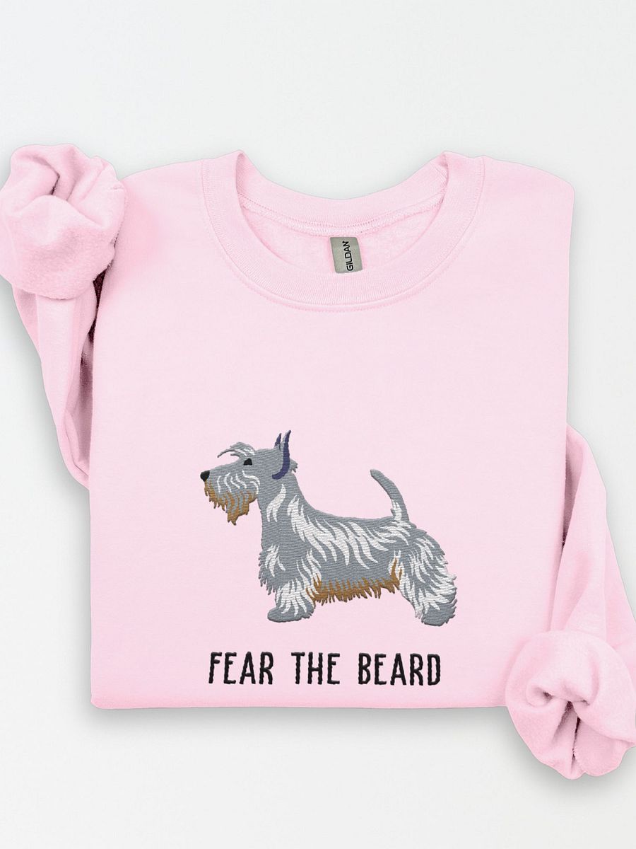 Fear the Beard Sweatshirt (Embroidered) of a Scottish Terrier(Blue) product image (1)