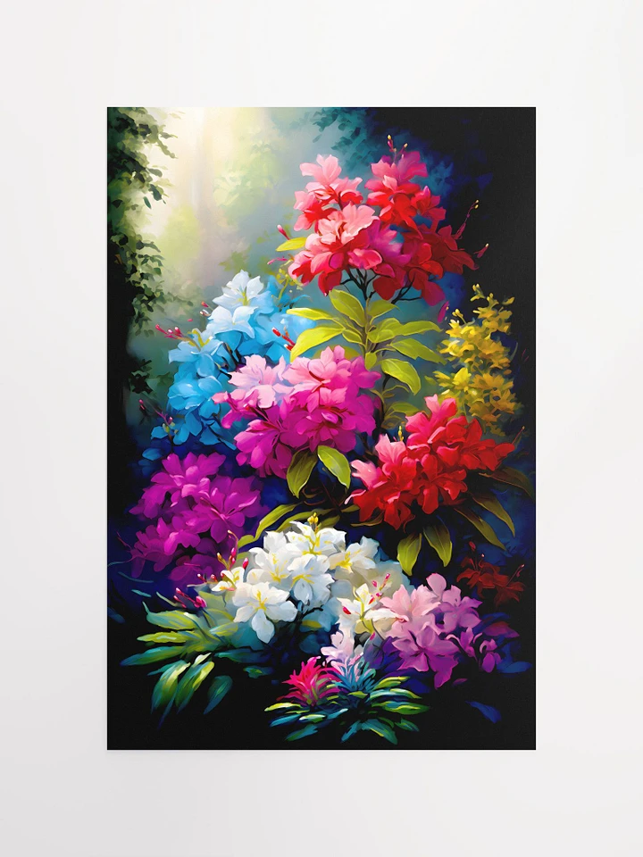 Sunlit Serenade - Vivid Rhododendron Garden Floral Matte Poster product image (2)