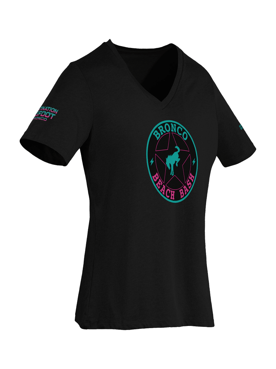 2025 Bronco Beach Bash Ocean City / Destination Bigfoot Bronco Collab | Women's Relaxed V-Neck T-Shirt (Multiple Color Options) product image (7)