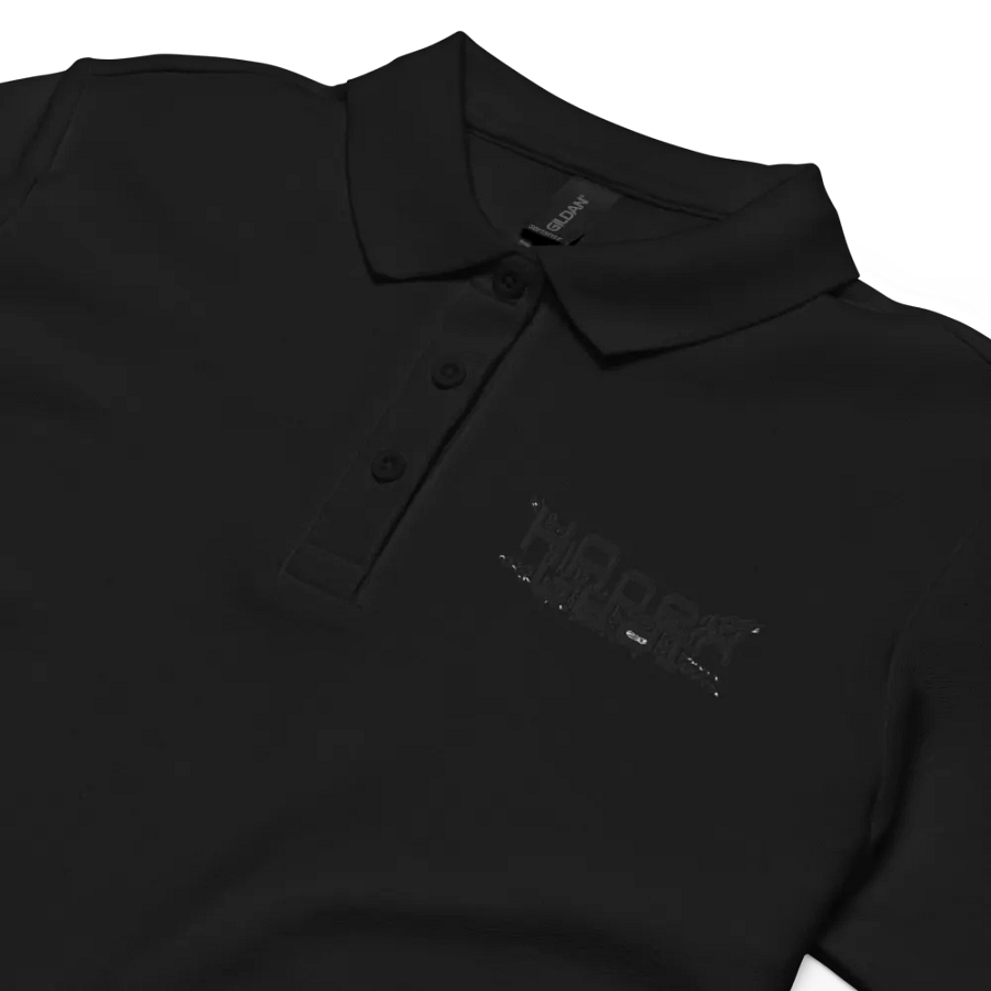 Women's Pique Polo Shirt - Embroidered - Black HApex Gear White Logo product image (3)