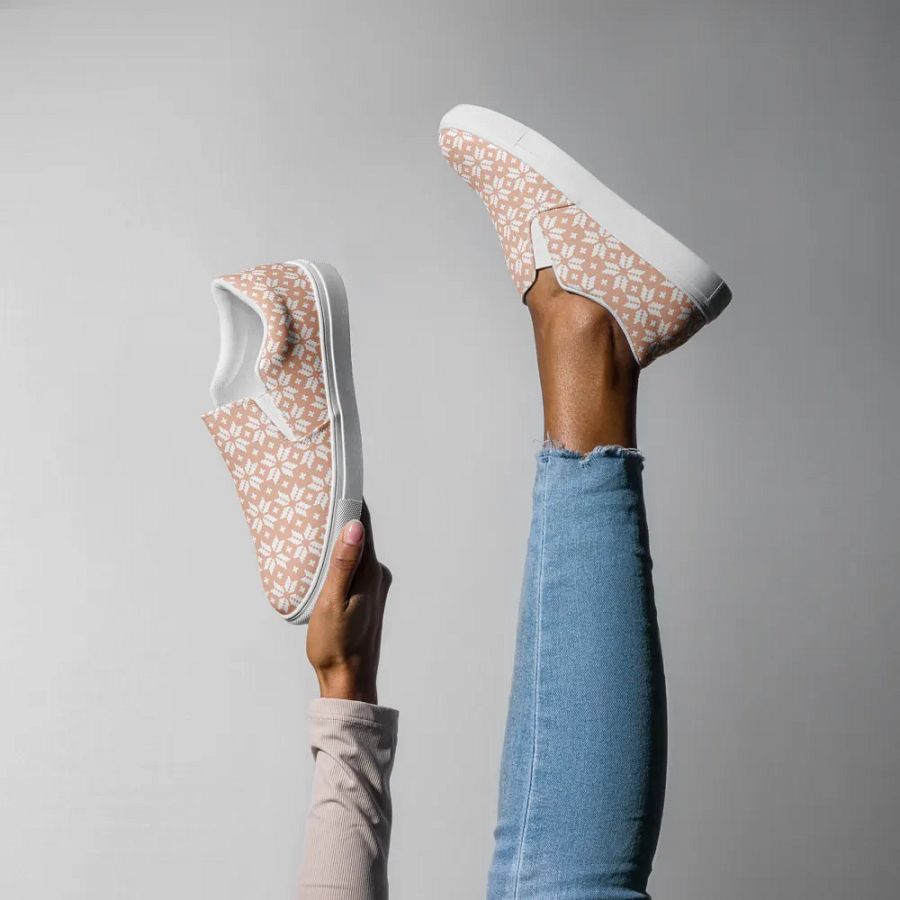 Pink Blossom Criss Cross Stitch Slip-Ons product image (2)