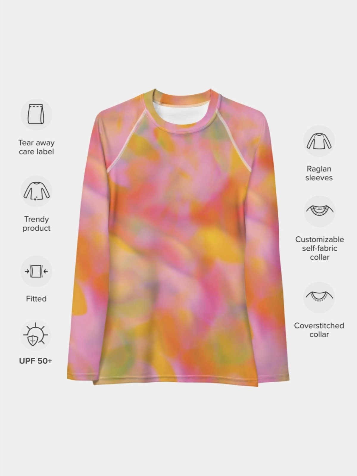 Rash Guard "Sweet Pastel Tie Dye in Orange Light Pink" product image (6)