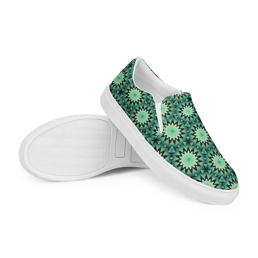 Kaleidoscopic Green Star Women's Slip-Ons product image (12)