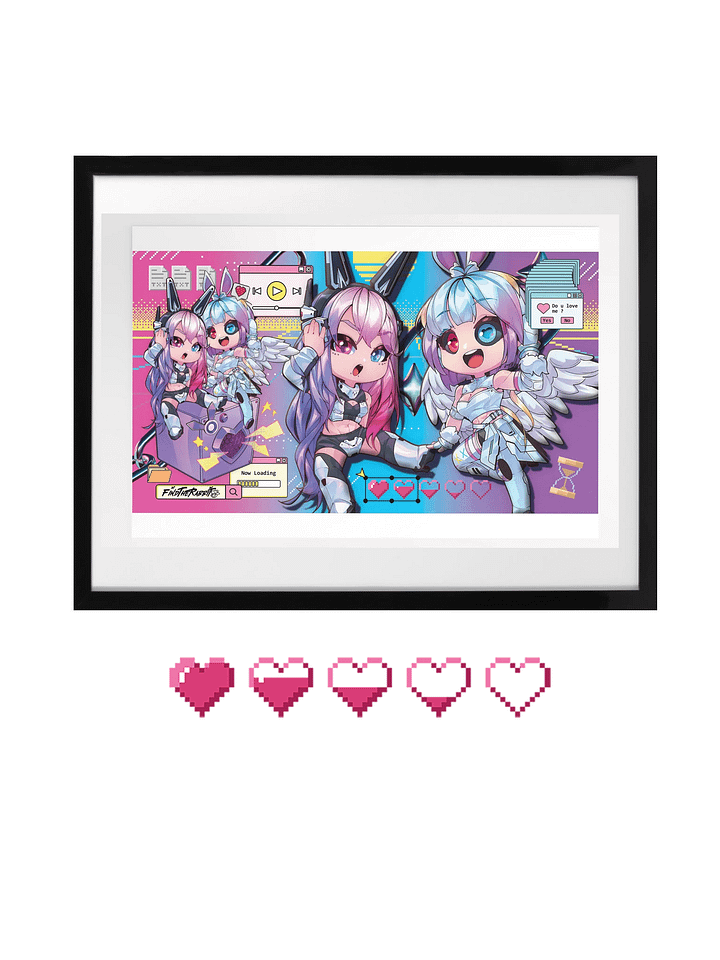 8BIT PIXEL LOVE - Find the Rabbit Chibi Art Print 12 x 18" Enhanced Matte Paper Poster product image (1)