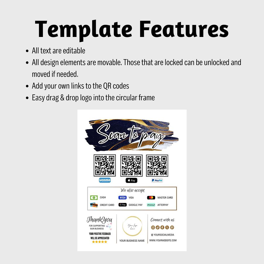 Aurelia - Scan To Pay QR Code Sign Template product image (5)