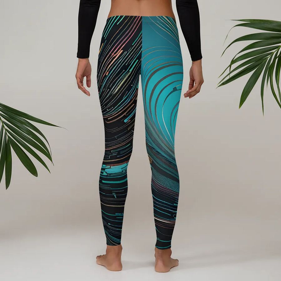 Abstract Psychedelic Neon Blue Motion All-Over Print Leggings product image (5)