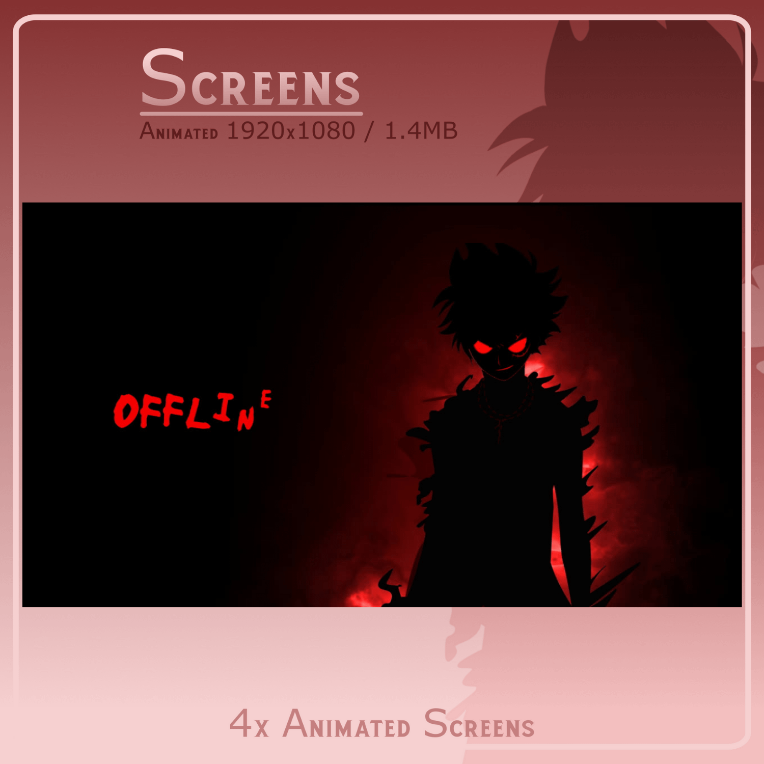DARK ANIME Stream Overlay Pack, Anime Overlay pack, Anime Twitch Overlay, Gaming Stream Overlay, Red Overlay Twitch, Phonk Twitch Overlay product image (4)
