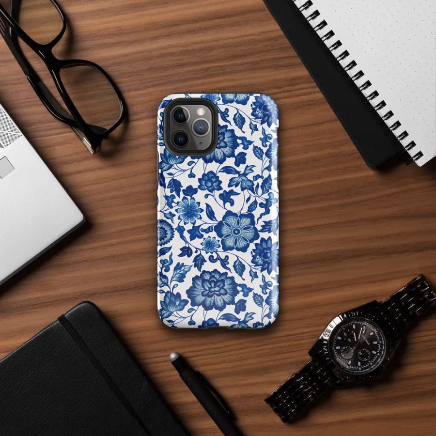'Blue Floral Chinoiserie Wallpaper' iPhone® Tough Case product image (7)