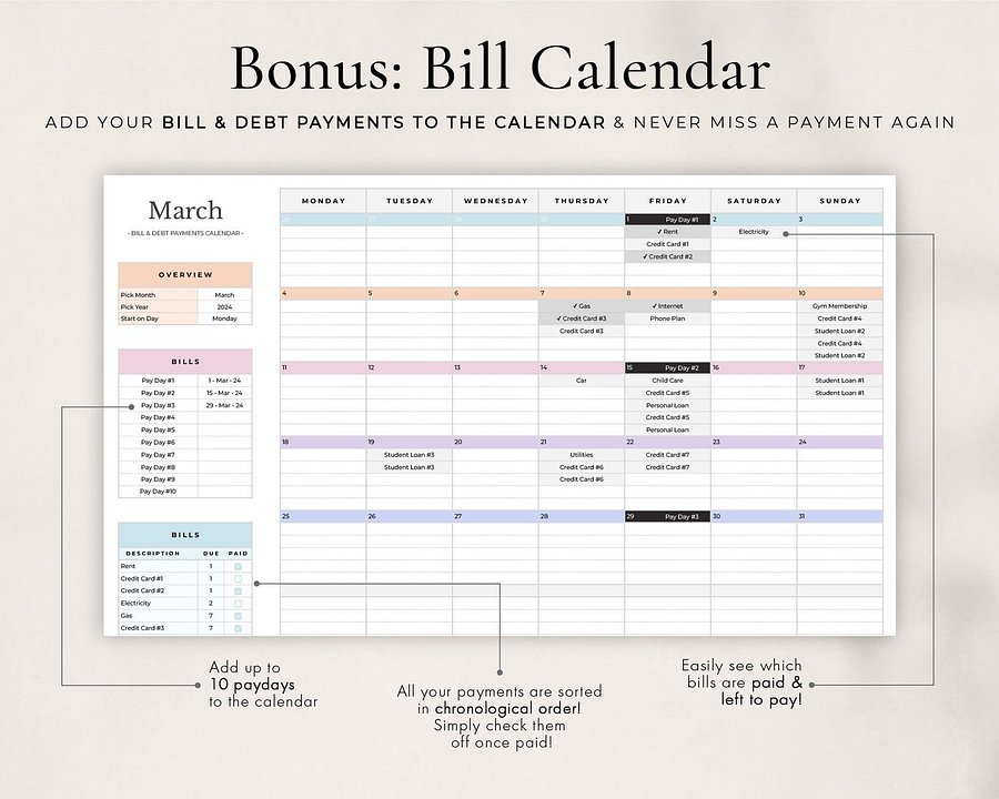 Simple Budget + Planner Spreadsheet for Google Sheets product image (7)