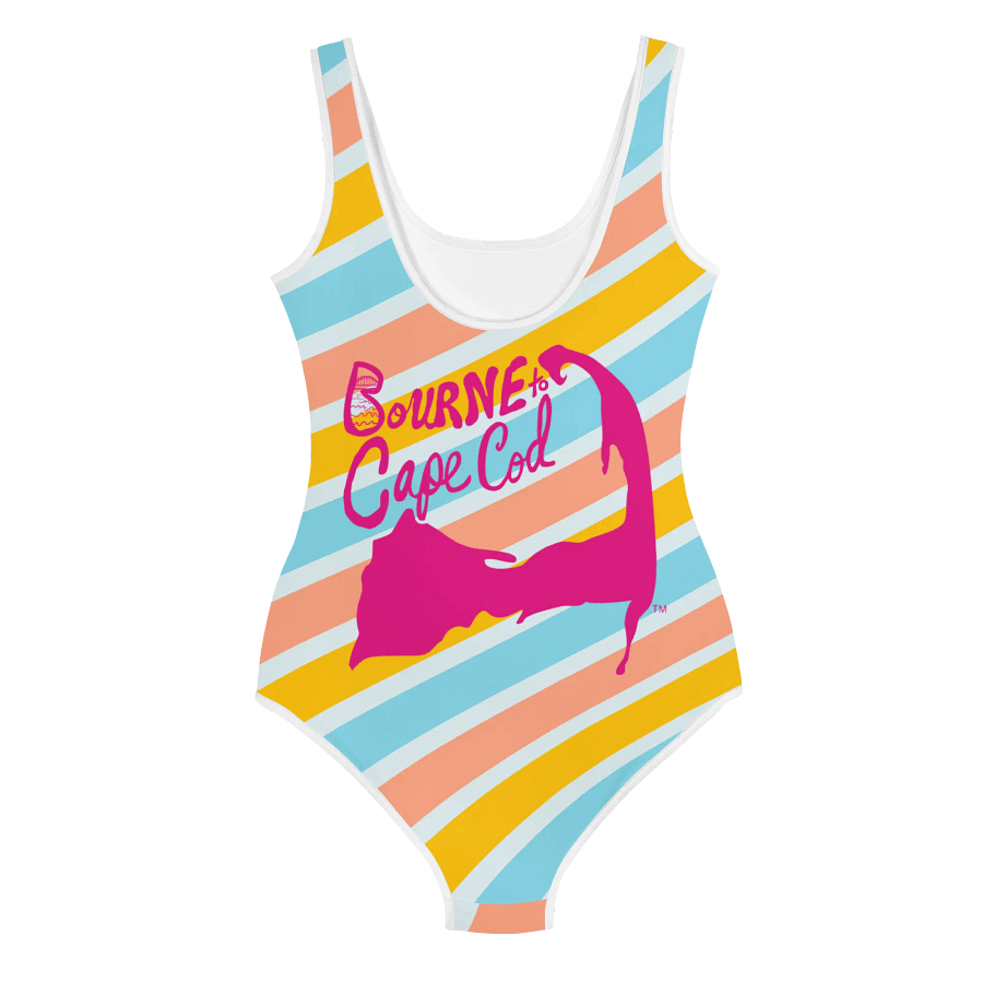 💖Girls' | Youth | BRN.2C.C.™ | 👙Pink Logos on Bright Stripes | Pink Logos on Bright Stripes product image (4)