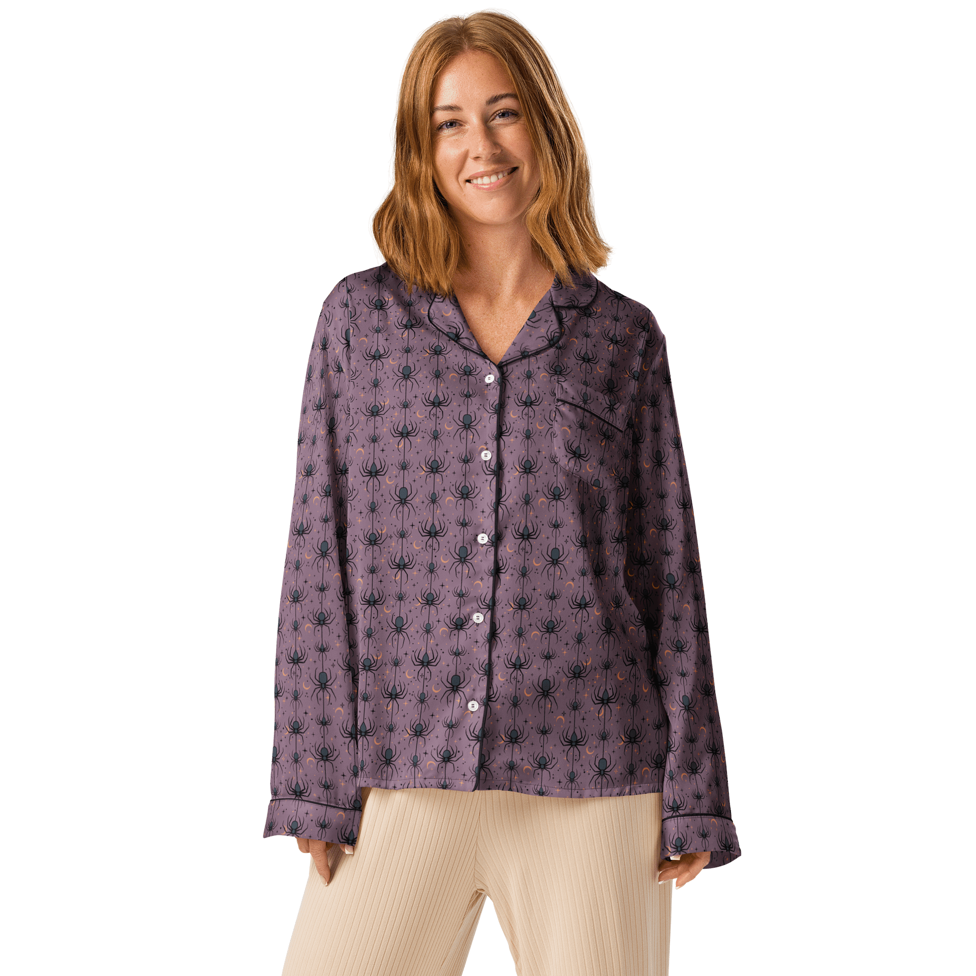 Spooky Spiders Halloween Pajama Shirt in Purple product image (1)